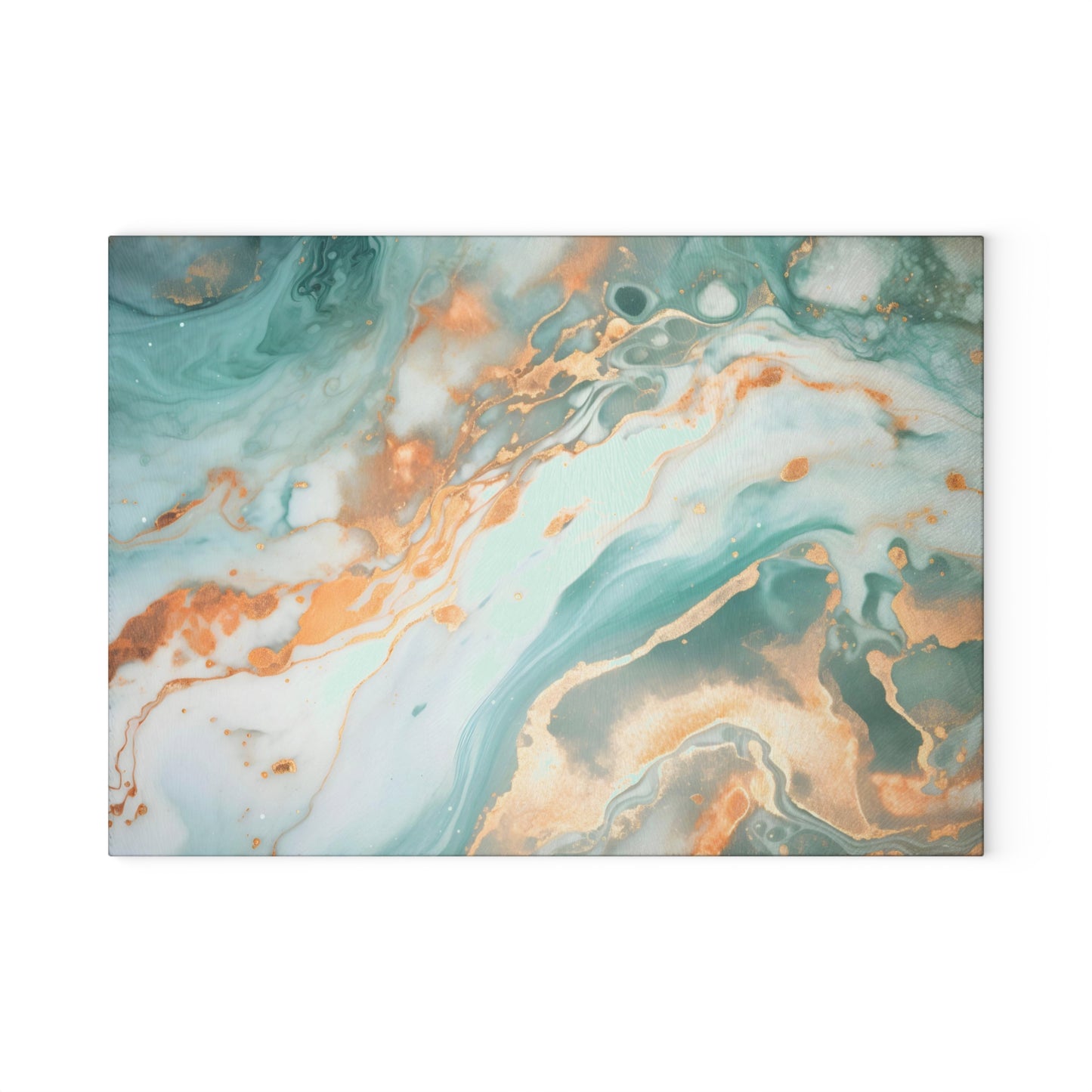 Soft Teal and Ivory Marble Glass Cutting Board