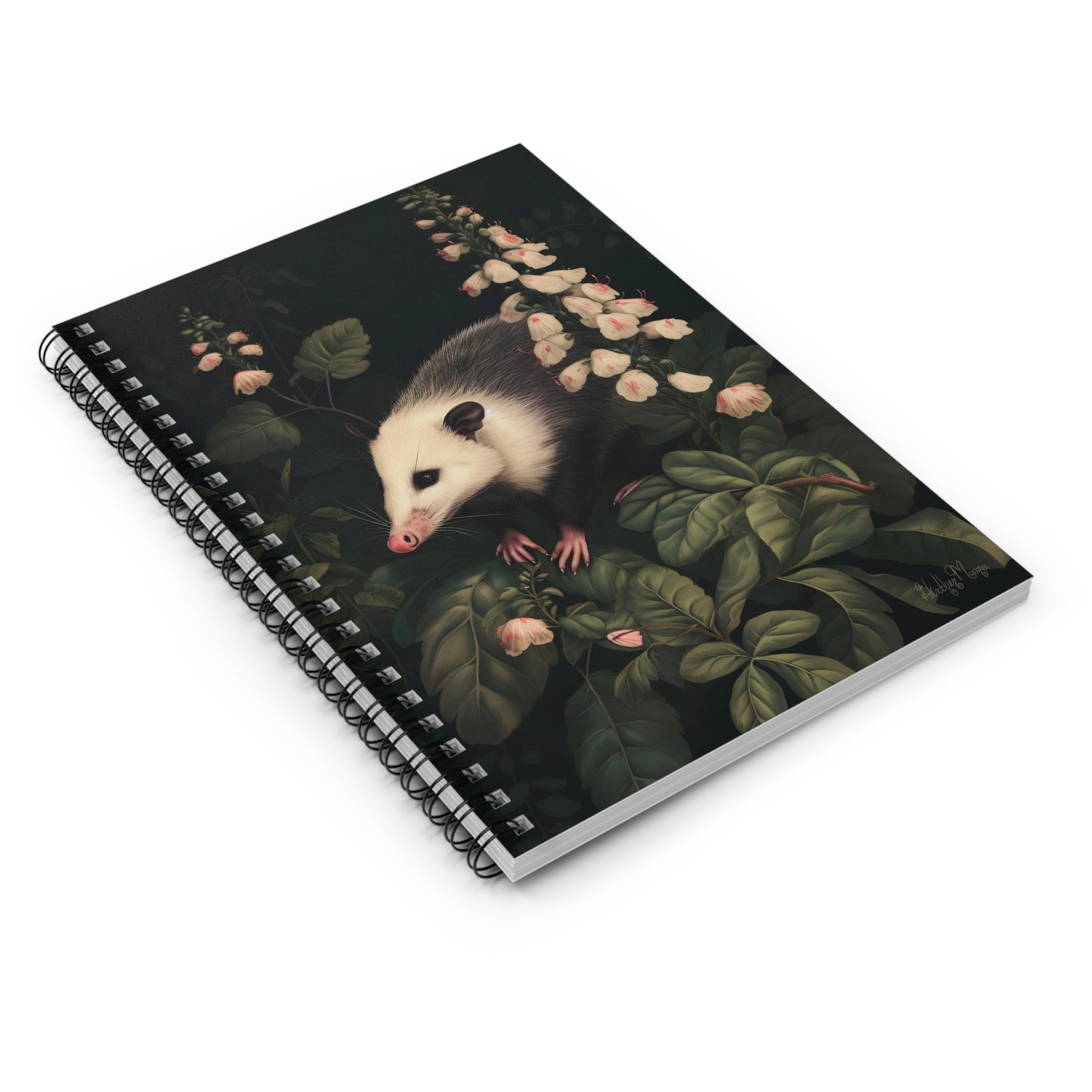 Opossum in Lush Foliage | Ruled Line Spiral Notebook