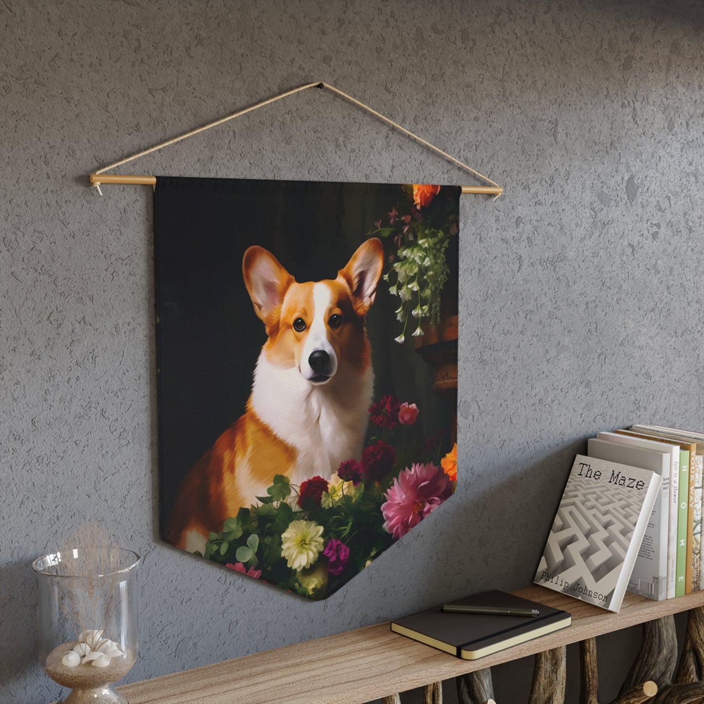 Corgi Amongst Flowers | Hanging Pennant