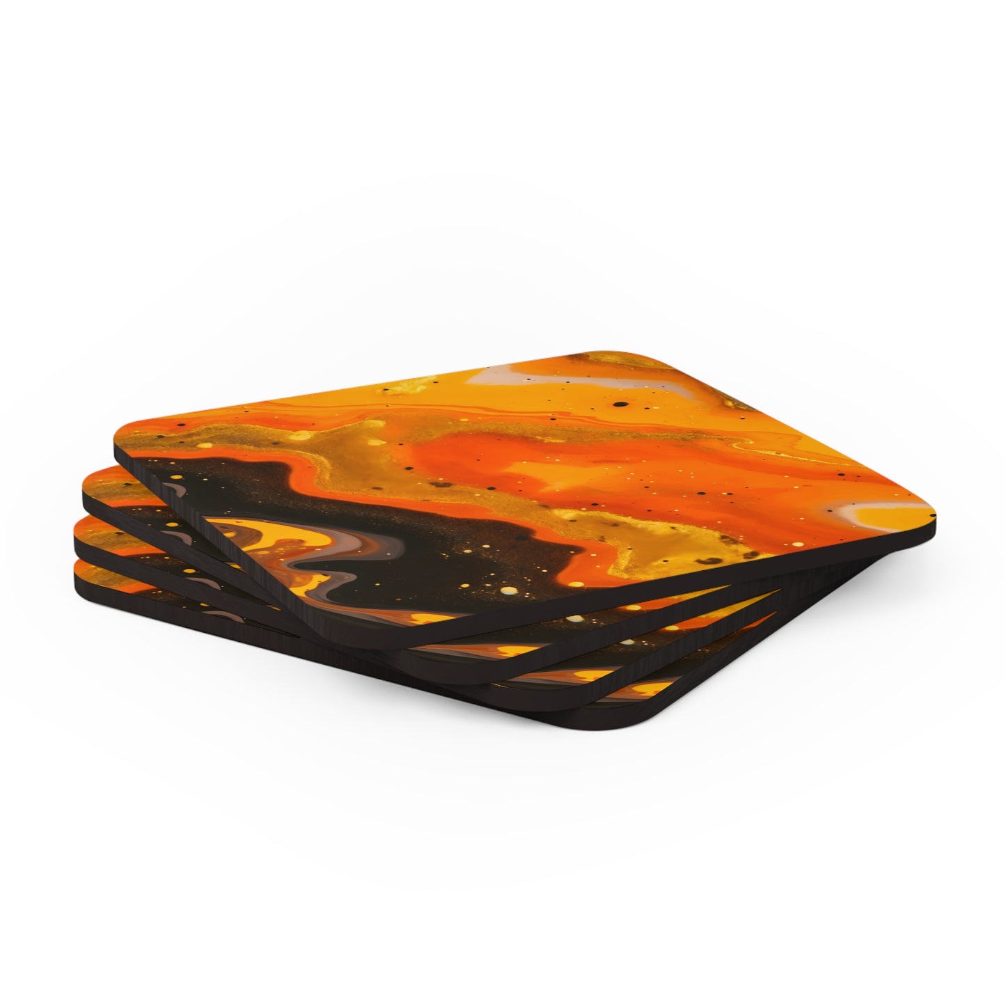 Terracotta, Yellow and Black Granite | Set of 4 Coasters