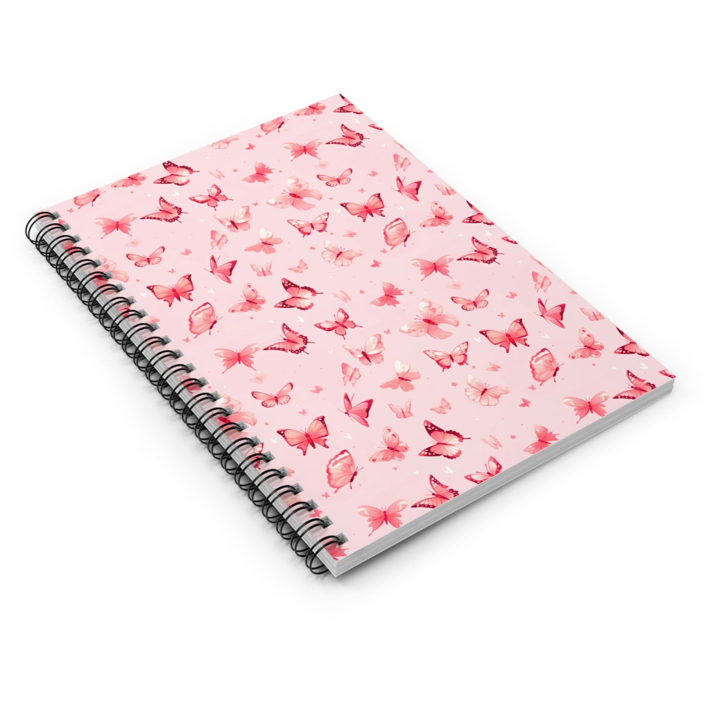 Whimsical Pink Butterflies | Ruled Line Spiral Notebook