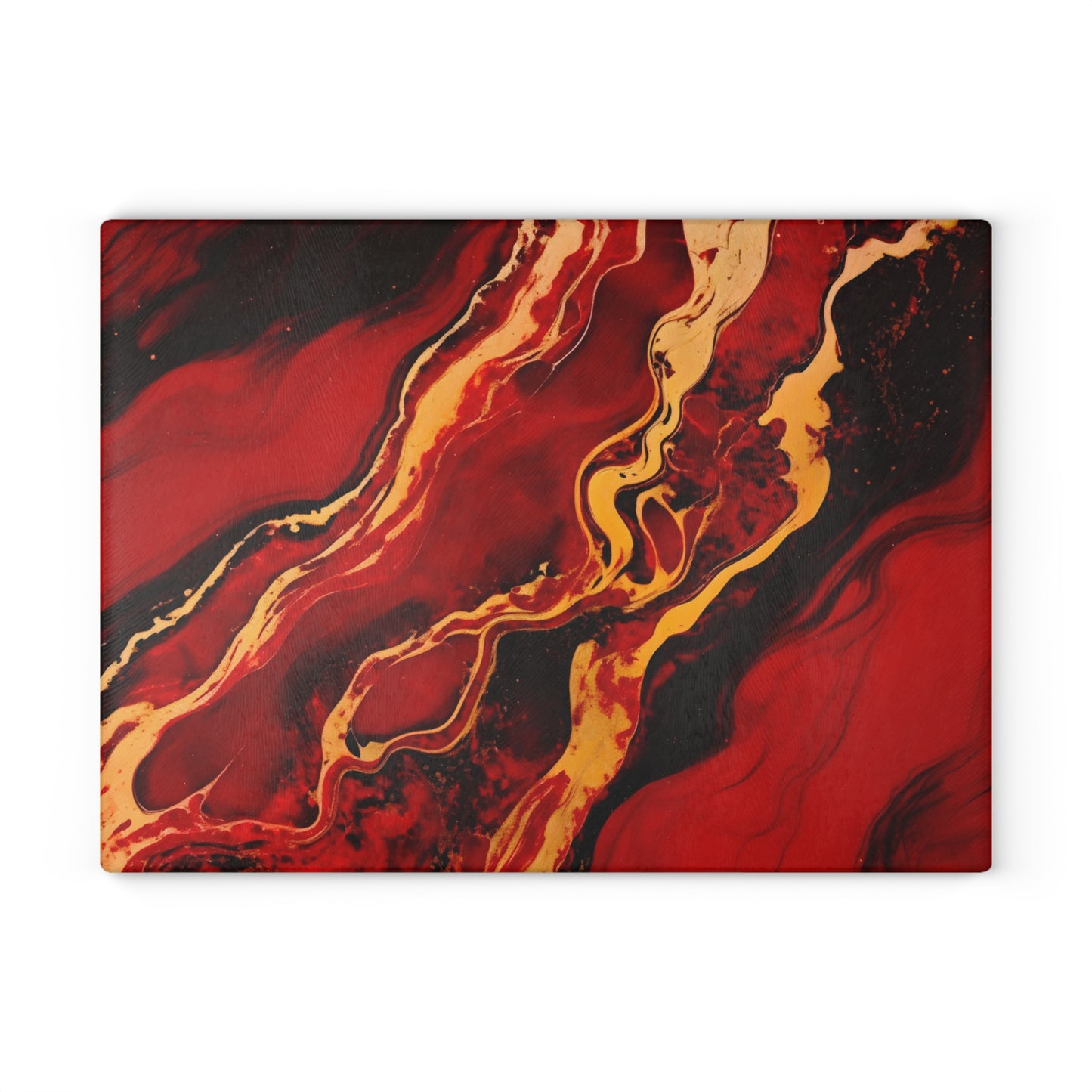 Crimson, Black and Gold Marble Glass Cutting Board
