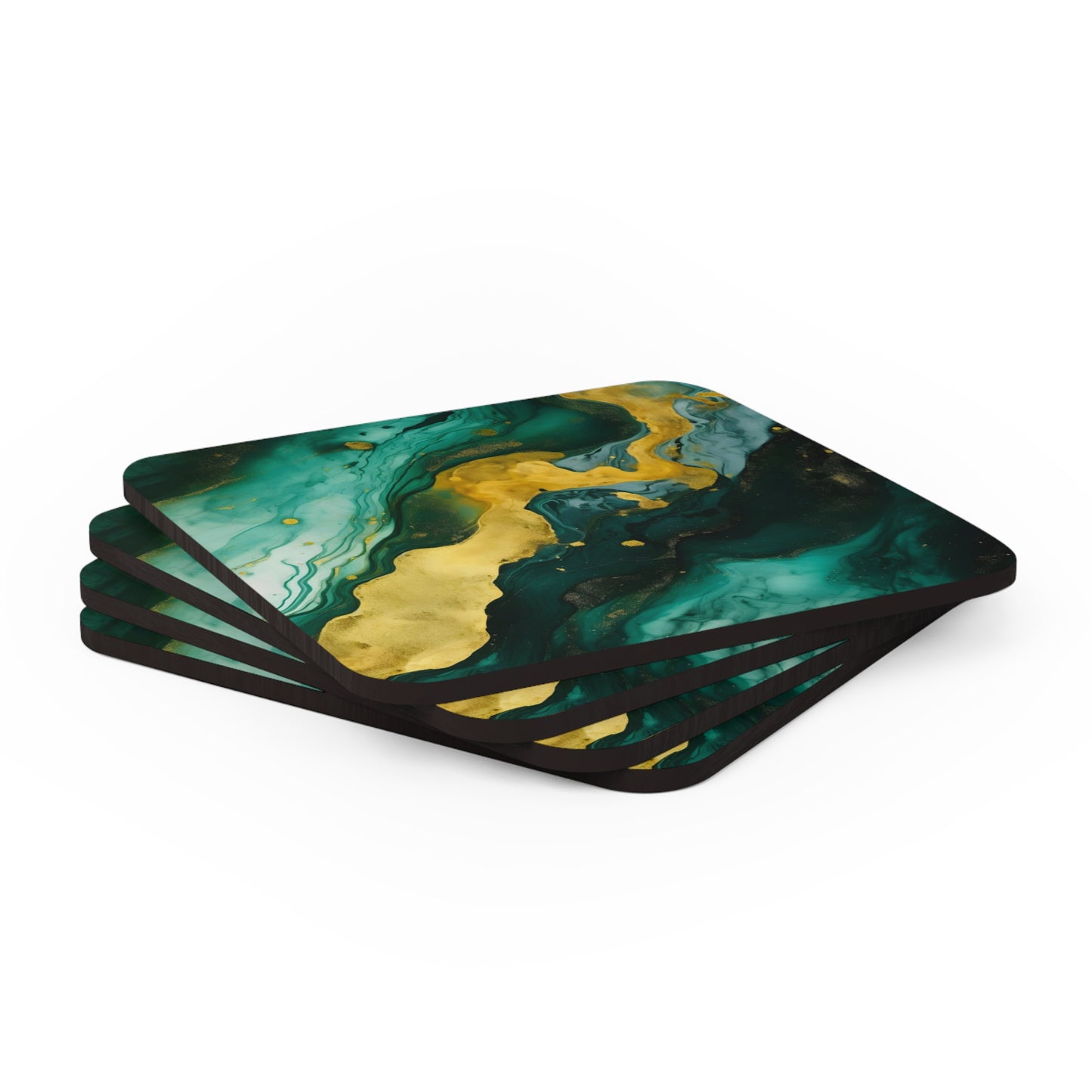 Dark Green and Teal Geode | Set of 4 Coasters