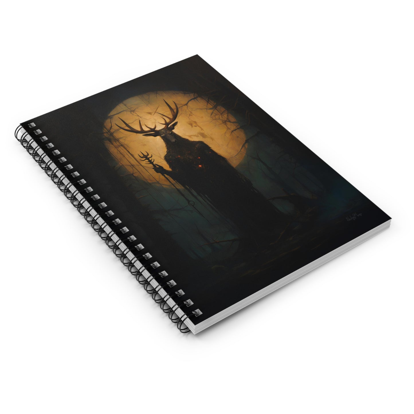 Slavic Wendigo in an Enchanted Forest | Ruled Line Spiral Notebook