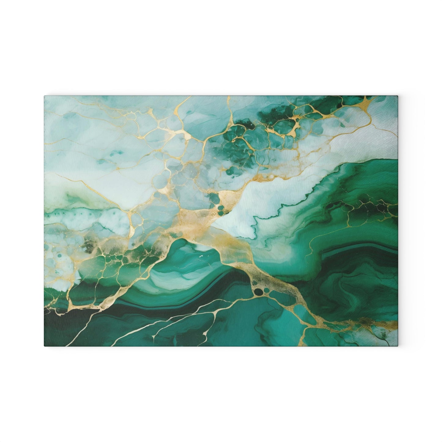 Soft Green, Emerald and Ivory Marble Glass Cutting Board