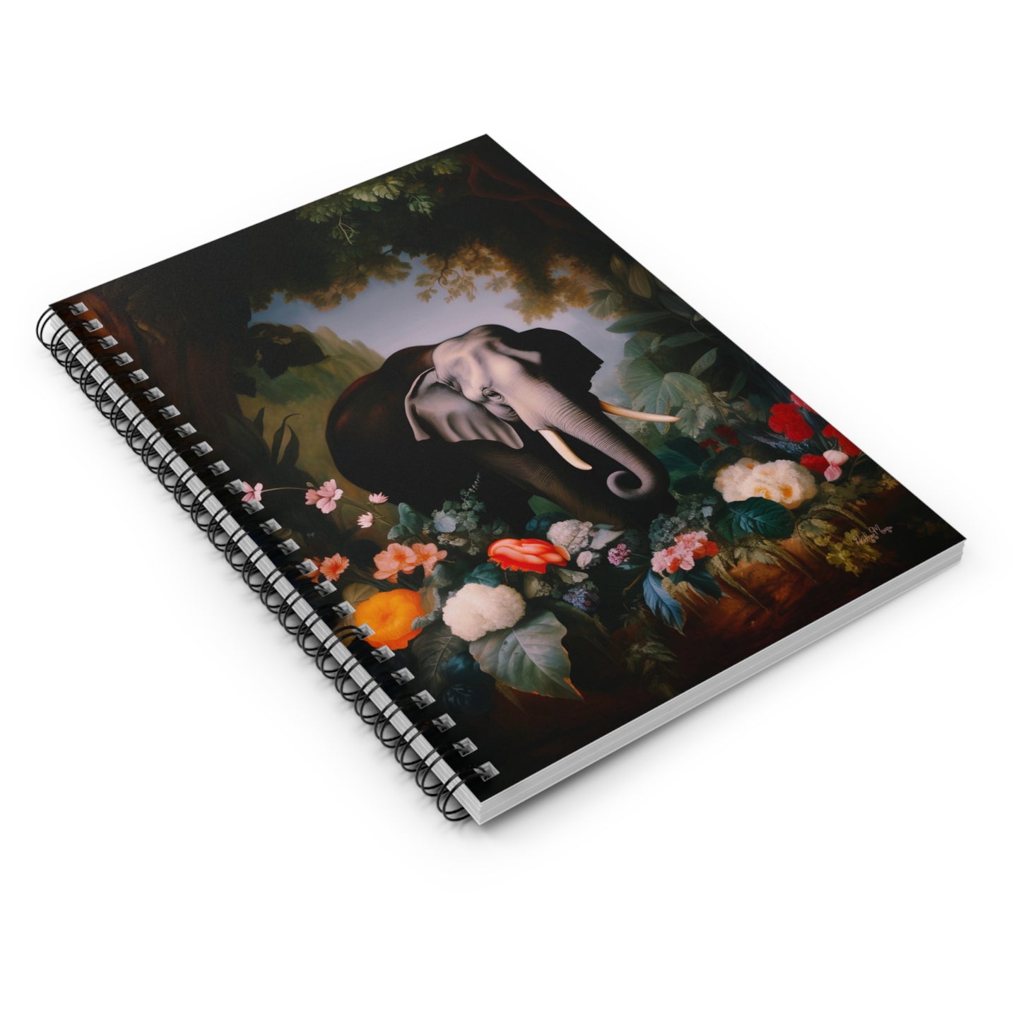 Majestic Elephant in a Lush Jungle | Ruled Line Spiral Notebook