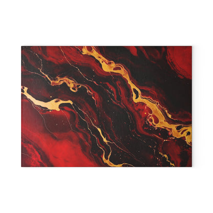 Crimson and Black Marble Glass Cutting Board