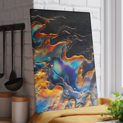 Iridescent Navy Blue Geode Glass Cutting Board