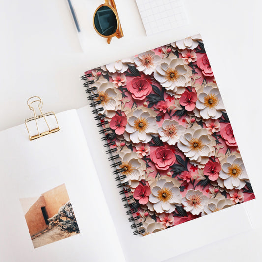 Floral Papercut Delight | Ruled Line Spiral Notebook