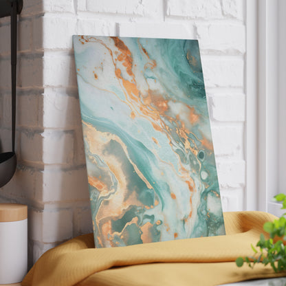 Soft Teal and Ivory Marble Glass Cutting Board