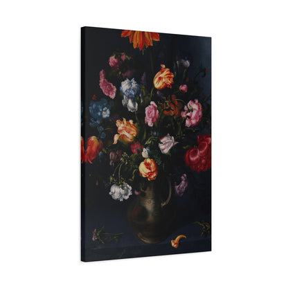 A Moody Vase with Flowers Canvas Print