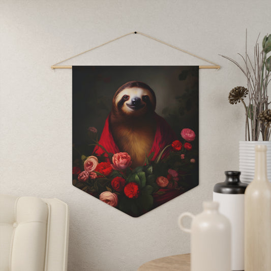 Majestic Sloth with Lush Flowers | Hanging Pennant