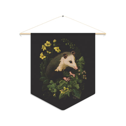Opossum with Yellow Flowers | Hanging Pennant