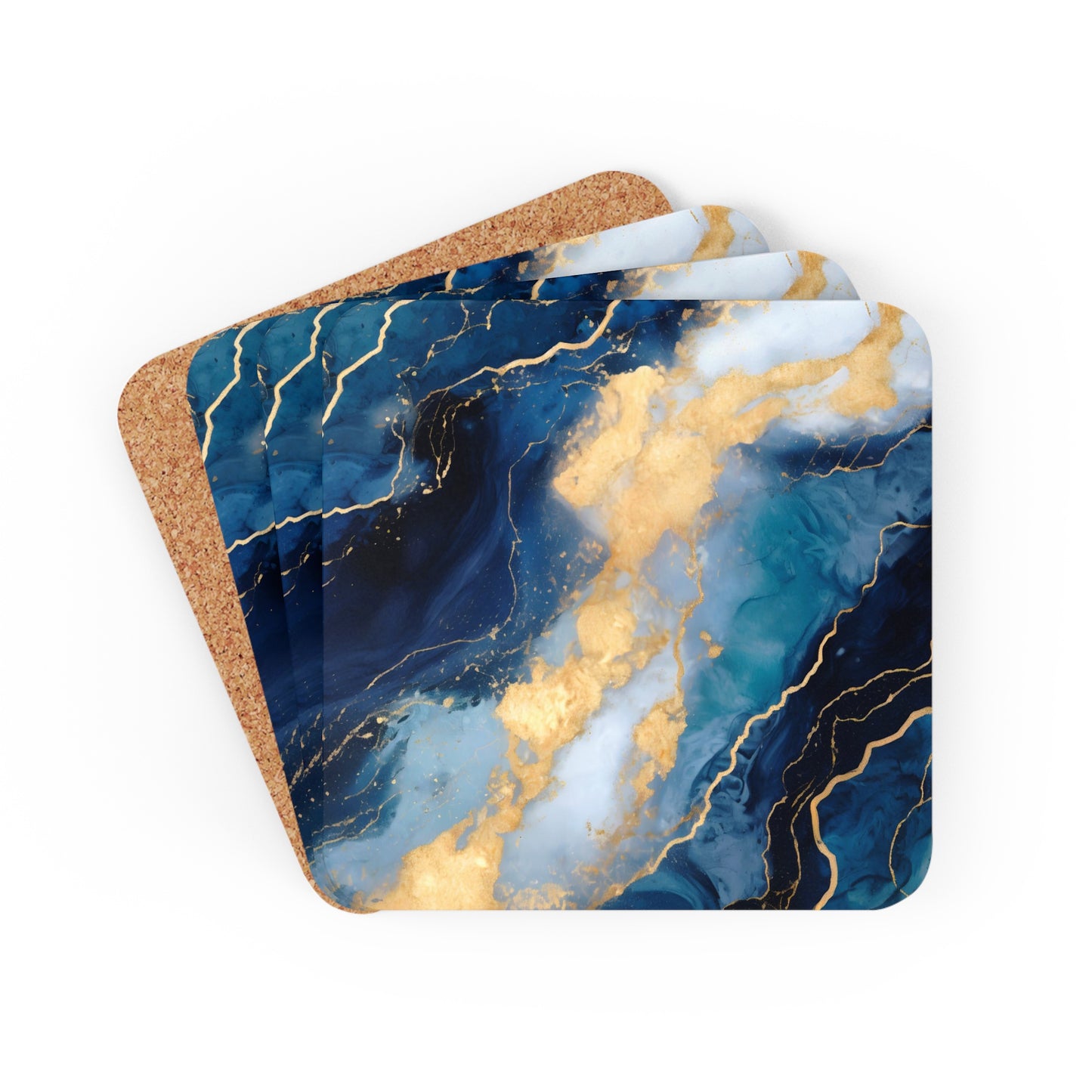 Navy Blue and Teal Geode | Set of 4 Coasters