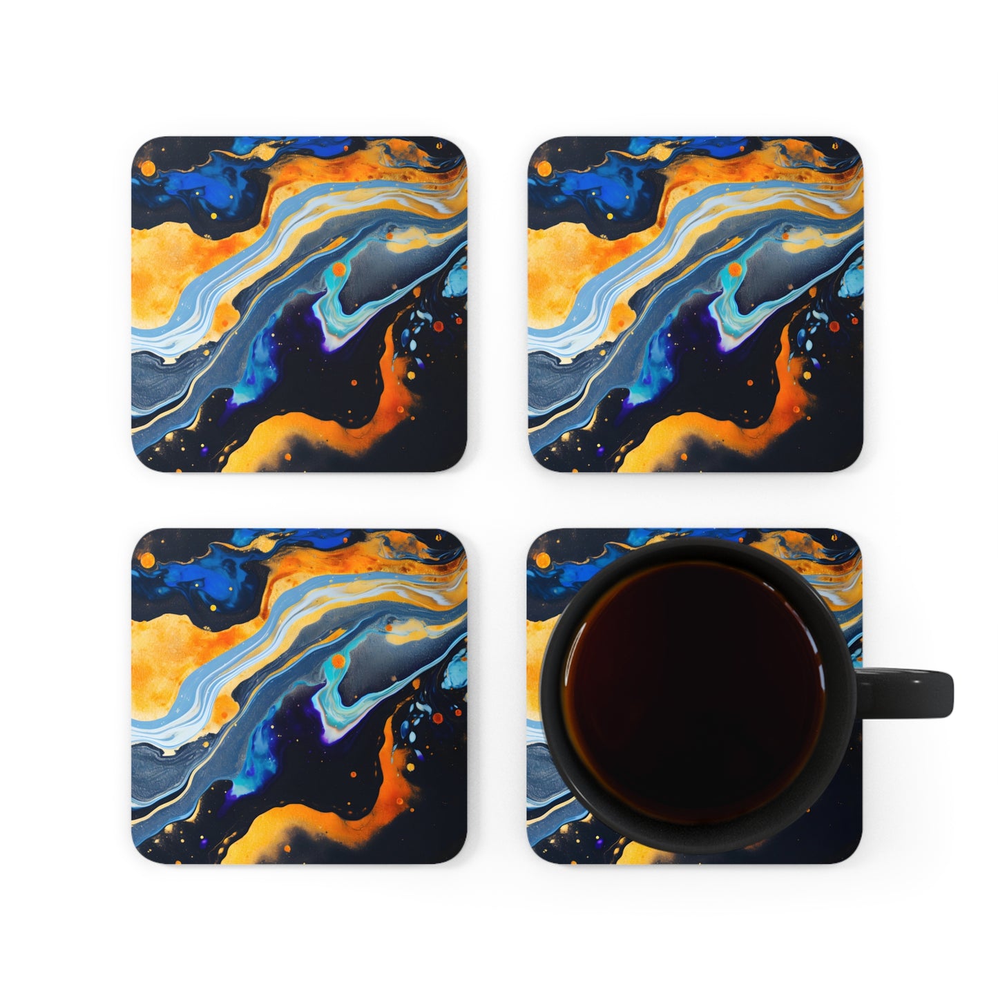 Black, Navy and Gold Celestial | Set of 4 Coasters