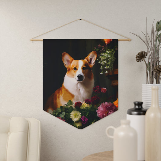 Corgi Amongst Flowers | Hanging Pennant