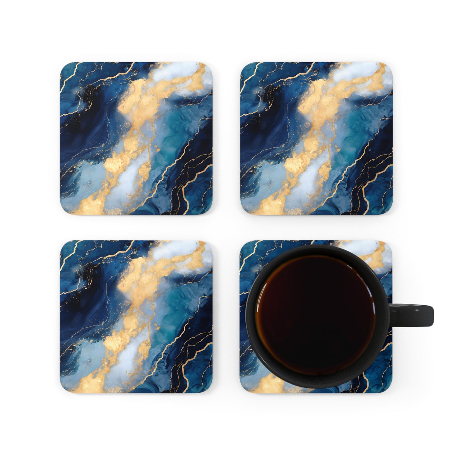 Navy Blue and Teal Geode | Set of 4 Coasters