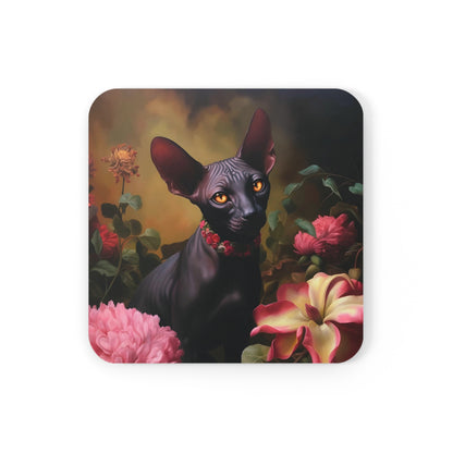 Black Sphynx Amongst Flowers | Set of 4 Coasters