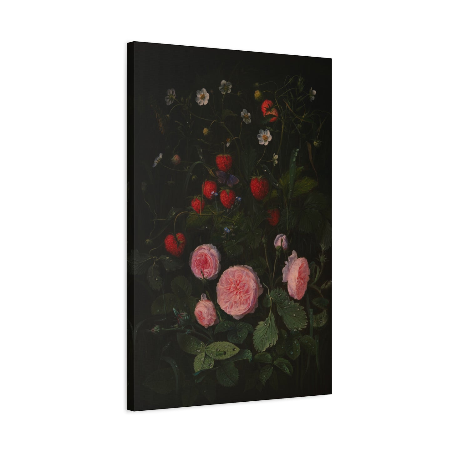 Still Life with Strawberries and Roses Canvas Print