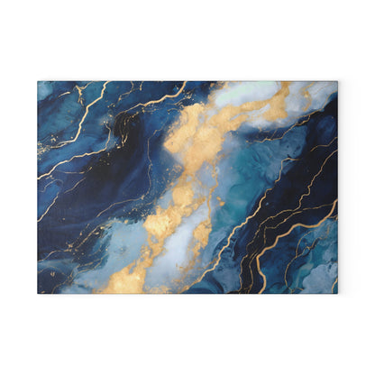 Navy Blue and Teal Marble Glass Cutting Board