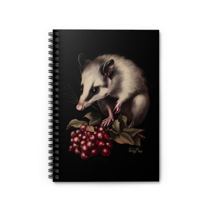 Opossum with Red Berries | Ruled Line Spiral Notebook