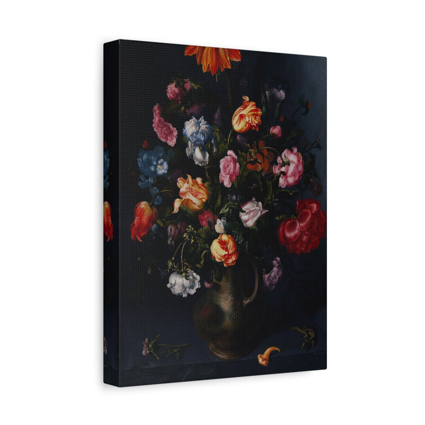 A Moody Vase with Flowers Canvas Print