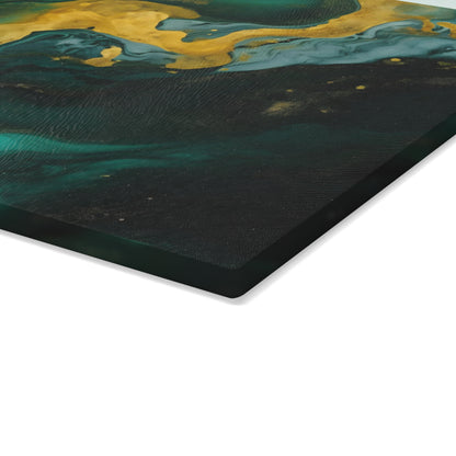 Dark Green and Teal Marble Glass Cutting Board