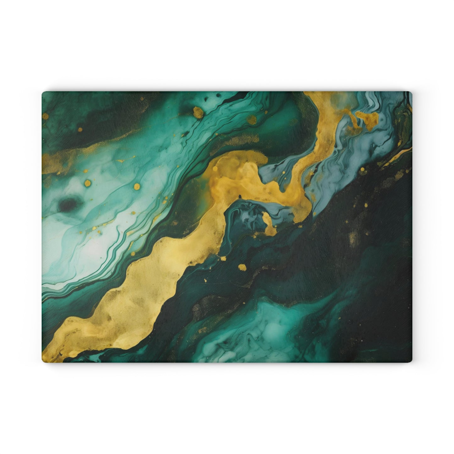 Dark Green and Teal Marble Glass Cutting Board