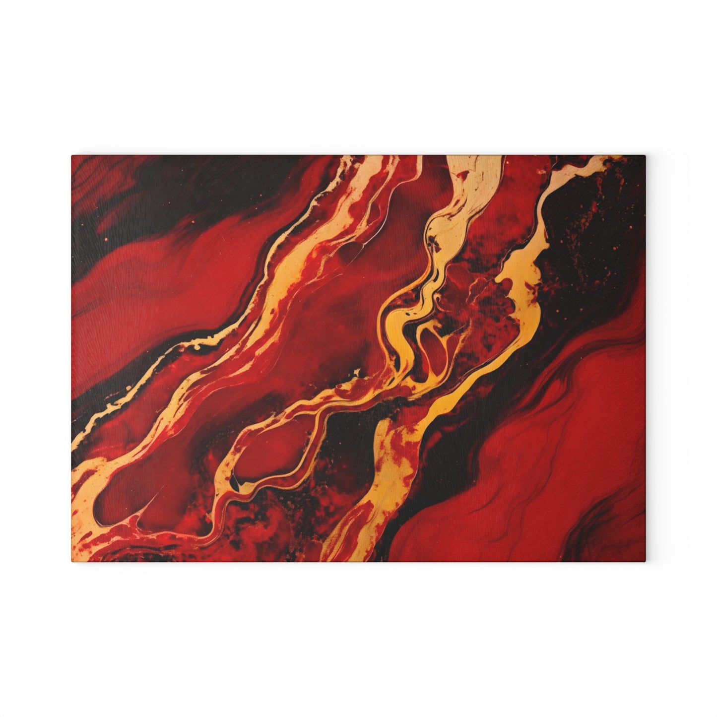 Crimson, Black and Gold Marble Glass Cutting Board