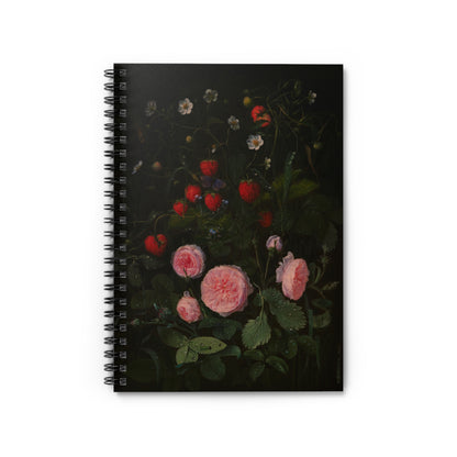 Still Life with Strawberries and Roses | Ruled Line Spiral Notebook