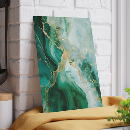 Soft Green, Emerald and Ivory Marble Glass Cutting Board