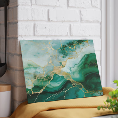 Soft Green, Emerald and Ivory Marble Glass Cutting Board