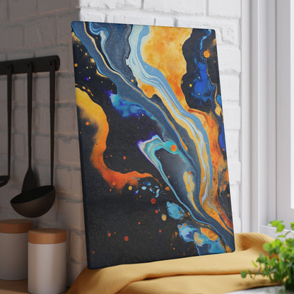 Black, Navy and Gold Celestial Glass Cutting Board