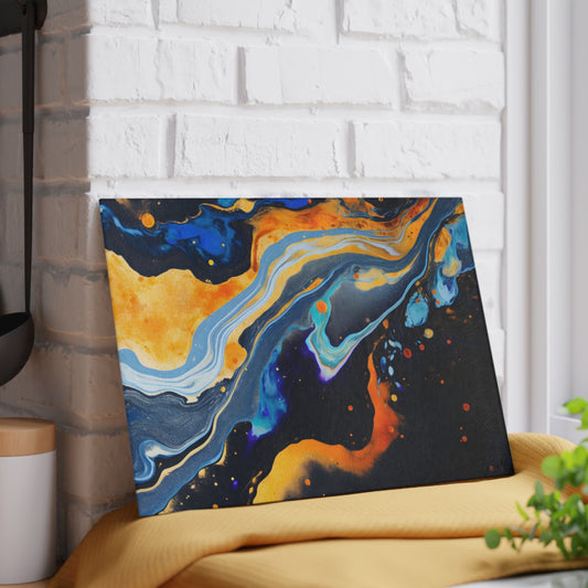 Black, Navy and Gold Celestial Glass Cutting Board