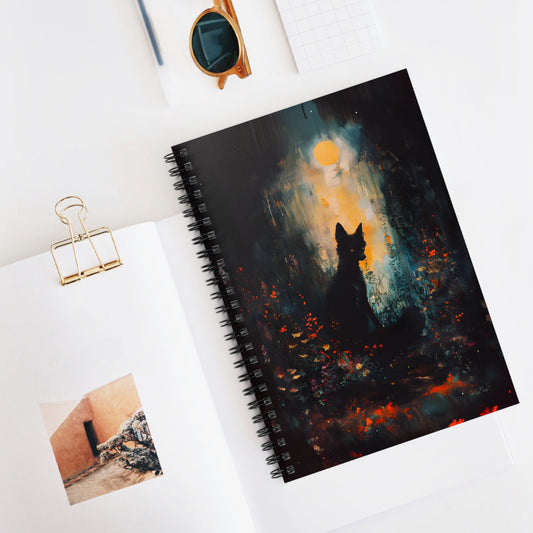 Mystic Moonlight Fox | Ruled Line Spiral Notebook