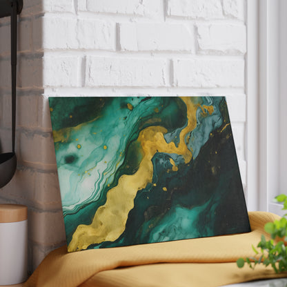 Dark Green and Teal Marble Glass Cutting Board