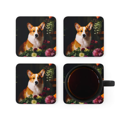 Corgi Amongst Flowers | Set of 4 Coasters
