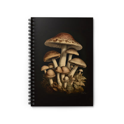 Brown Forest Mushrooms | Ruled Line Spiral Notebook