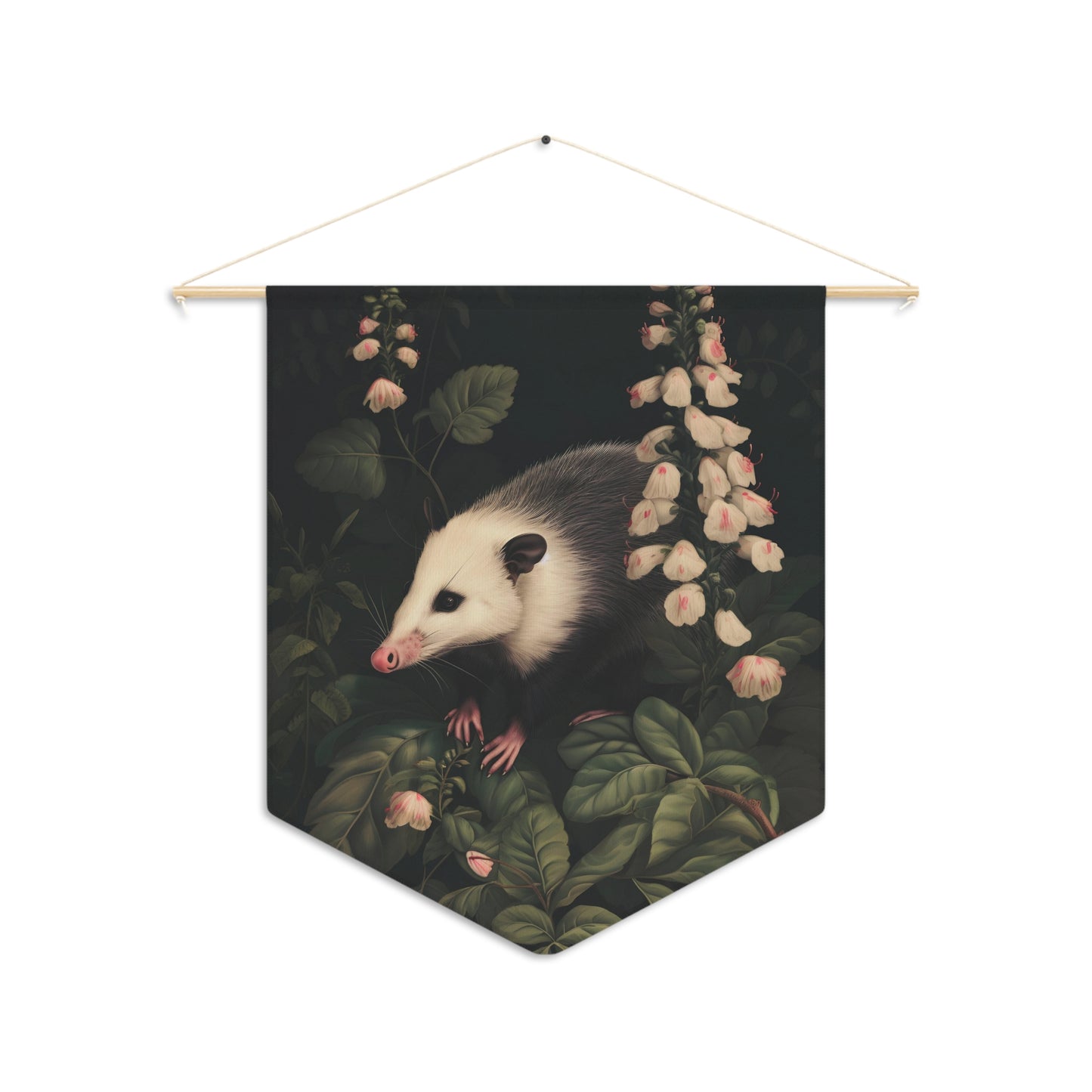 Opossum in Lush Foliage | Hanging Pennant
