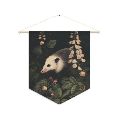Opossum in Lush Foliage | Hanging Pennant