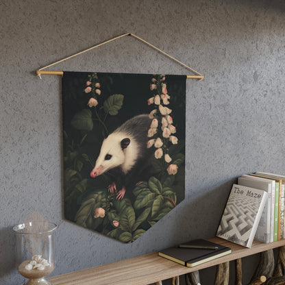Opossum in Lush Foliage | Hanging Pennant