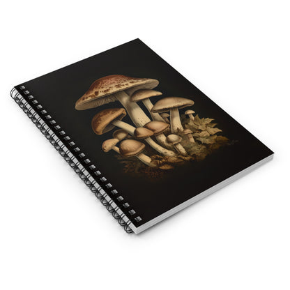 Brown Forest Mushrooms | Ruled Line Spiral Notebook