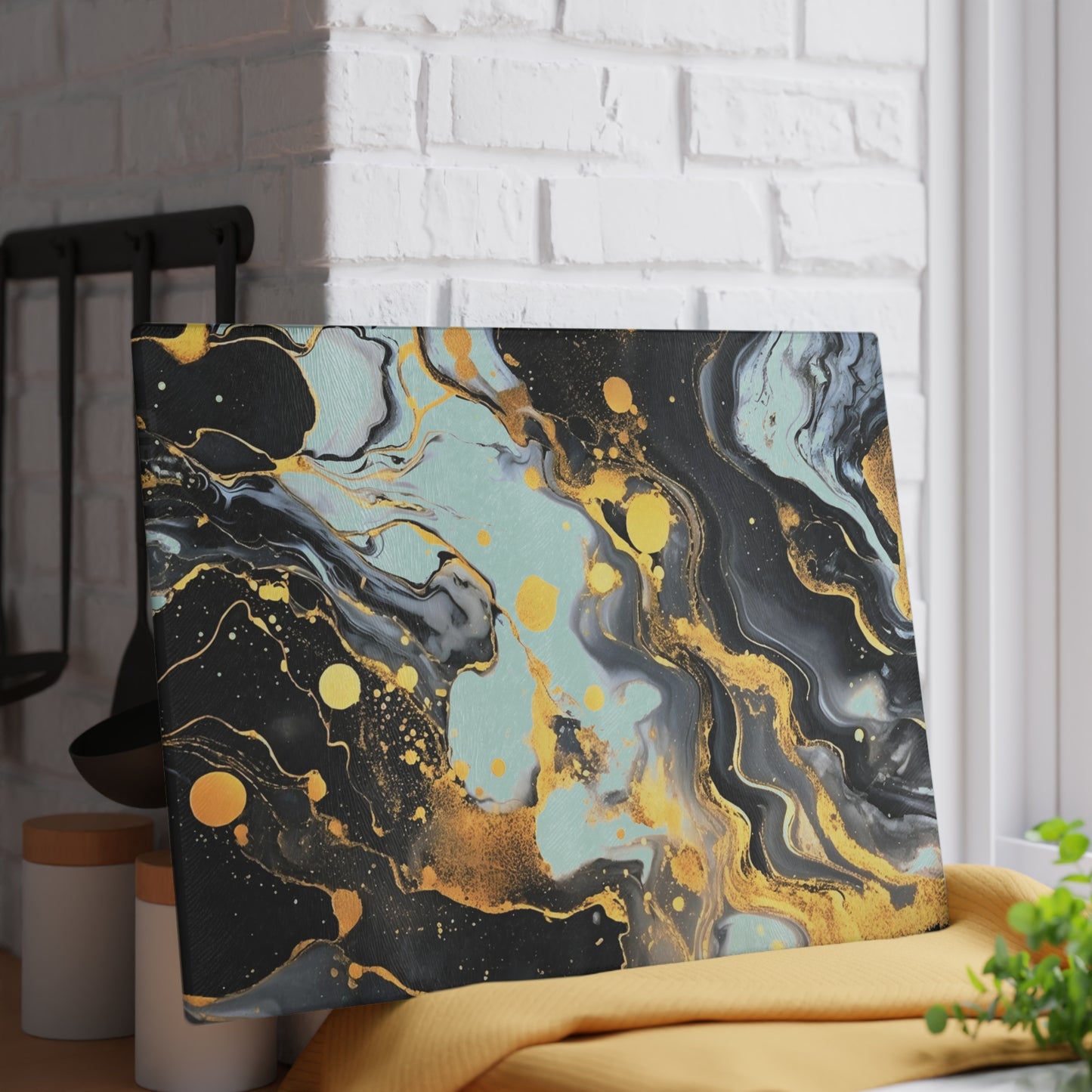 Black and Gray Marble Glass Cutting Board