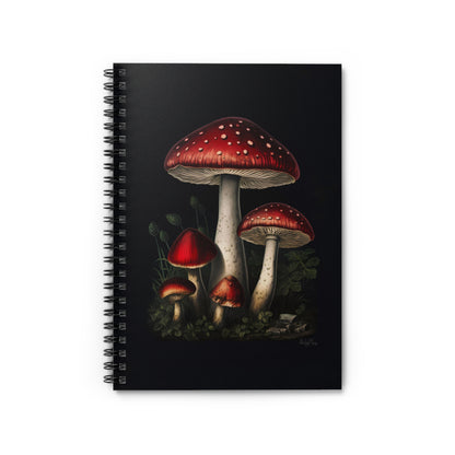 Moody Fly Agaric Mushrooms | Ruled Line Spiral Notebook