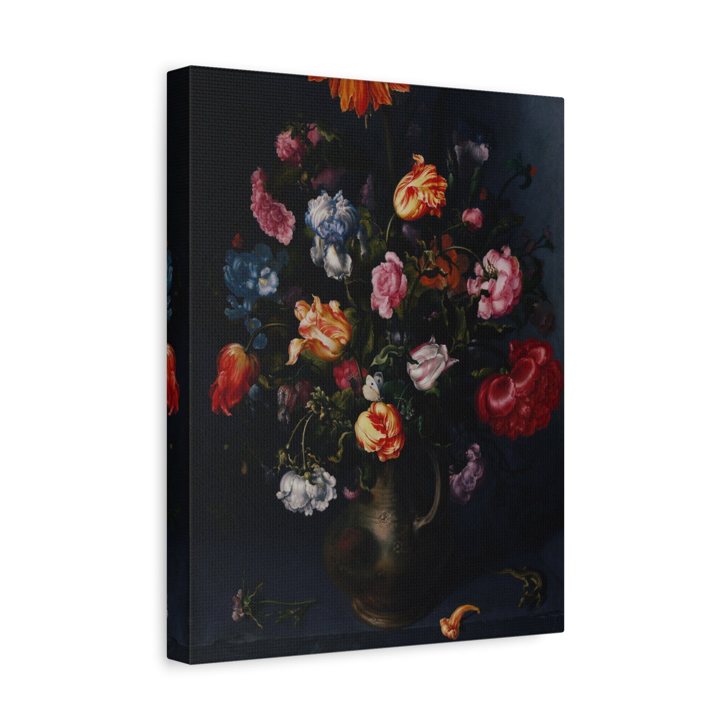 A Moody Vase with Flowers Canvas Print