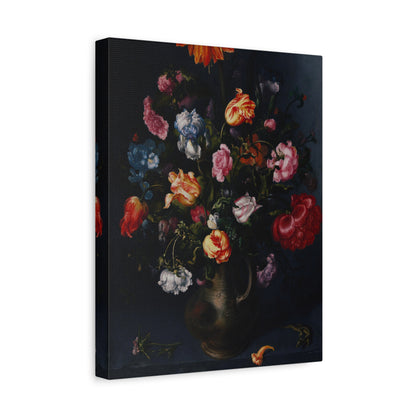 A Moody Vase with Flowers Canvas Print