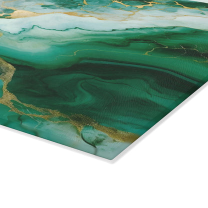 Soft Green, Emerald and Ivory Marble Glass Cutting Board