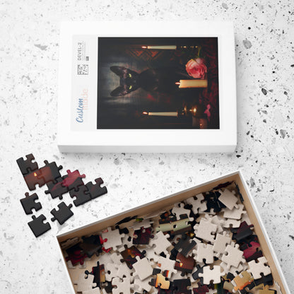 Velvety Black Sphynx with Candles | Jigsaw Puzzle