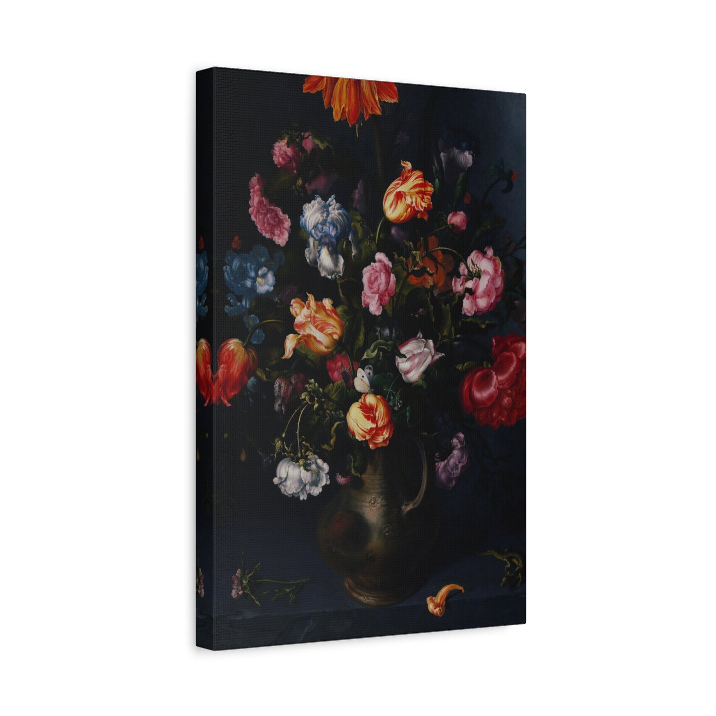 A Moody Vase with Flowers Canvas Print