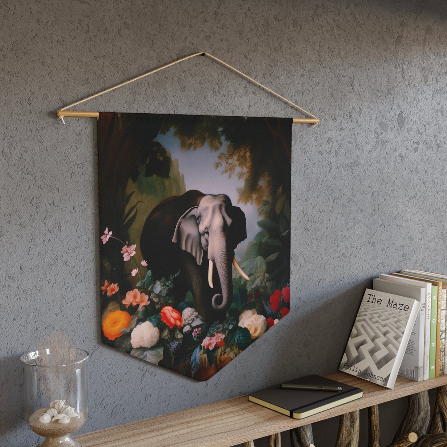 Majestic Elephant in a Lush Jungle | Hanging Pennant